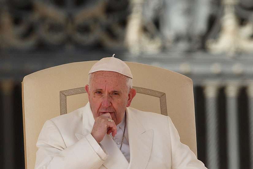 Pope Francis looks on during his general audience in St. Peter&#039;s Square at the Vatican March 2.