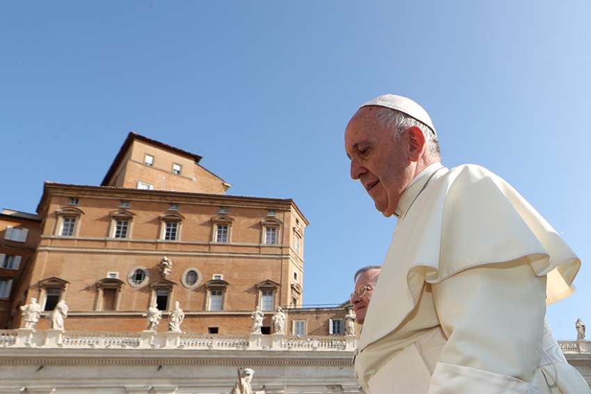  Pope Francis arrives to lead his general audience in St. Peter&#039;s Square Aug. 29 at the Vatican.
