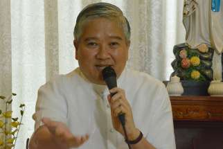 Archbishop Socrates Villegas, head of the Catholic Bishops&#039; Conference of the Philippines, gestures during a 2014 news conference in Manila. Archbishop Villegas expressed concern over what he perceived to be a growing trend &quot;of rebuffing church morals and doctrine&quot; in his country.