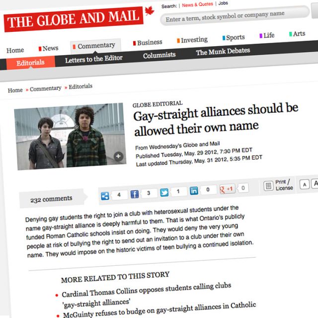The GSA controversy led to a number of editorials in national newspapers including this one from The Globe and Mail.