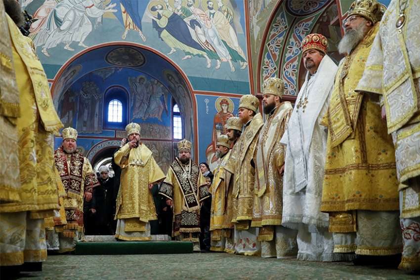 Metropolitan Epiphanius, newly elected head of the Orthodox Church of Ukraine, conducts a Dec. 16 liturgy at St. Michael&#039;s Cathedral in Kiev, Ukraine.