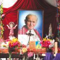 An altar containing images of Blessed John Paul II is pictured in the house of Floribeth Mora Diaz, the Costa Rican woman whose inexplicable cure has been attributed to the intercession of the late Polish pontiff. The Vatican announced July 5 that Pope Francis has signed the decree approving his sainthood, along with Pope John XXIII.