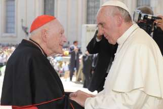 Pope Francis meets then-Cardinal Theodore E. McCarrick during his general audience at the Vatican June 19, 2013.