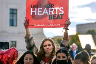 Pro-life advocates in Washington demonstrate outside the U.S. Supreme Court Nov. 1, 2021.