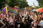 Participants take part in the city&#039;s first &quot;Equality Parade&quot; rally in support of the LGBT community in Bialystok, Poland, July 20, 2019.