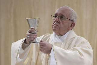Pope Francis celebrates Mass March 20 at the Vatican&#039;s Domus Sanctae Marthae.