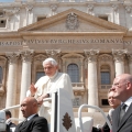 Pope Benedict XVI waves as he leaves his general audience in St. Peter&#039;s Square at the Vatican Sept. 7.