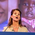 Melinda Gates, wife of Microsoft co-founder Bill Gates, speaks at the London Summit on Family Planning in central London July 11