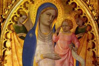 Monte Oliveto-Altar, Mitteltafel: Madonna, circa 1410, by Lorenzo Monaco.