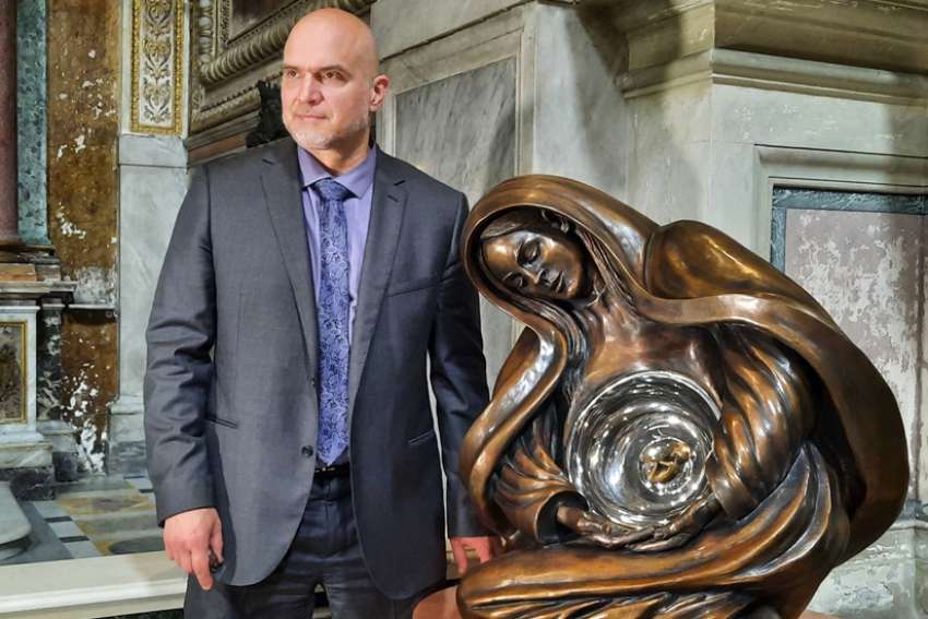 Canadian artist Timothy Schmalz installs new pro-life sculpture in Rome