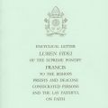 This is the cover of the English edition of Pope Francis&#039; first encyclical, &quot;Lumen Fidei&quot; (&quot;The Light of Faith&quot;). The encyclical was released at the Vatican July 5.