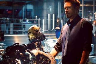 Robert Downey Jr. as Tony Stark (Iron Man) in a scene from the movie Avengers: Age of Ultron.