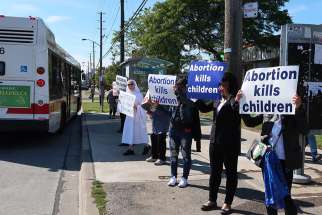 Pro-lifers participate in peaceful demonstration in Toronto for the annual Life Chain held across Canada on Oct. 1, 2017.
