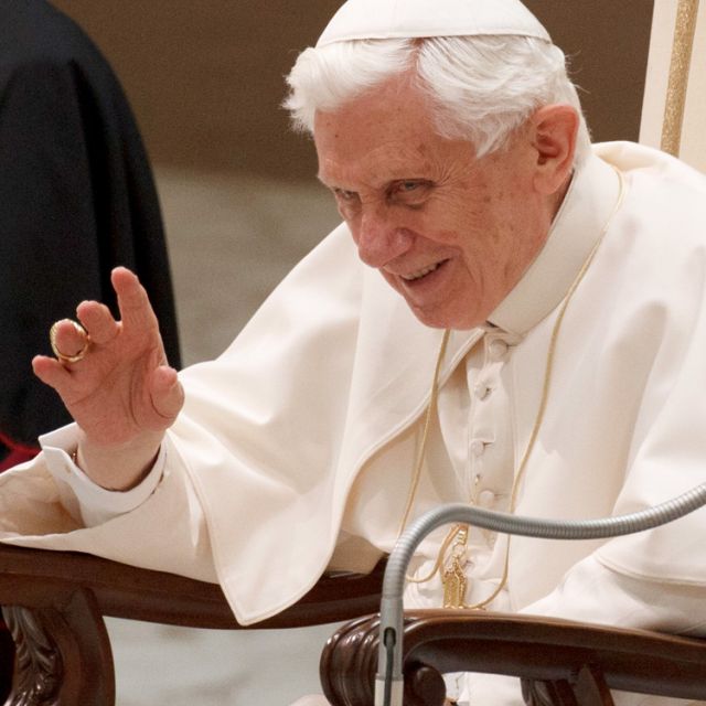 Pope Benedict XVI greets pilgrims during his general audience in Paul VI hall at the Vatican Jan. 4. 