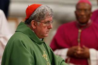  Cardinal Thomas Collins of Toronto arrives for a Mass of thanksgiving celebrated by Pope Francis for the canonization of two Canadian saints in St. Peter&#039;s Basilica at the Vatican Oct. 2014.
