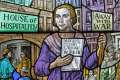 Dorothy Day, co-founder of the Catholic Worker movement and its newspaper, The Catholic Worker, is depicted in a stained-glass window at Our Lady of Lourdes Church in the Staten Island borough of New York.