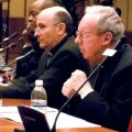 Joseph Ogbonnaya (left), professor at Marquette University, Fr. Louis Caruana, S.J., moderator and Fr. Michael Paul Gallagher, S.J., professor at Pontifical Gregorian University speak at Therapy for Confused Cultures international conference in Rome.