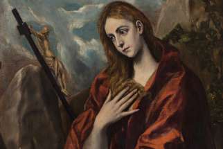 El Greco’s Penitent Magdalene With the Cross (1576-78), left, was one of the works central to Pablo Picasso’s formation. Such faithful renderings influenced Picasso’s work.