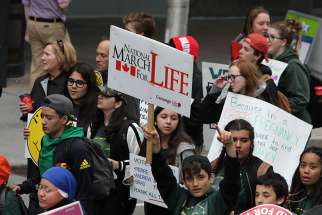 Young people marching during the 20th edition of the National March for Life in Ottawa May 11.