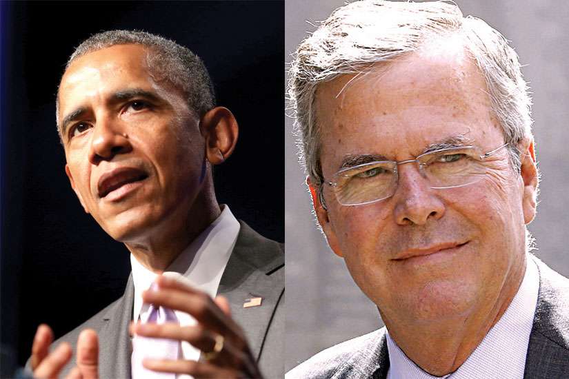 U.S. President Barack Obama, left, and Jeb Bush, who is vying to be his successor, are among those who have commented on the Pope’s encyclical.