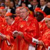 Cardinal Angelo Sodano, dean of the College of Cardinals, arrives to celebrate Mass for the election of the Roman pontiff in St. Peter&#039;s Basilica at the Vatican March 12. Concelebrating were some 170 cardinals, including 115 under 80 who were to enter th e conclave in the Sistine Chapel that afternoon.