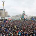 A large crowd gathers during a Dec. 8 rally organized by supporters of the European Union integration in Independence Square in central Kiev, Ukraine. The protests began in late November when Ukrainian President Viktor Yanukovich announced the end of a p rocess to bring Ukraine closer economically and legally to the EU.