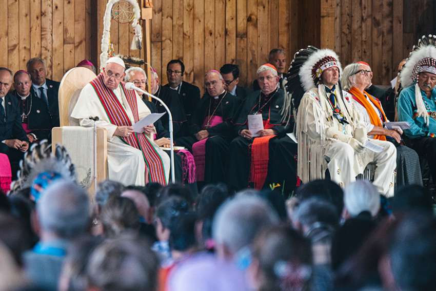 Pope Francis participates in the Lac Ste. Anne pilgrimage and Liturgy of the Word in Lac Ste. Anne, Alberta, July 26, 2022.