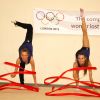 Anastasiya Muntyanu (left) and Anjelika Reznik show off their ribbon skills. The two Toronto Catholic high school students will be representing Canada in rhythmic gymnastics at the Olympic Summer Games in London beginning July 27.