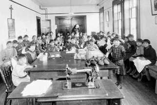 A class of Mi’kmaq girls at Shubenacadie Residential School in 1929.