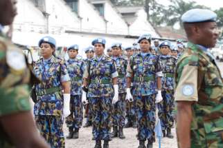 Bangladeshi peacekeepers in the Democratic Republic of the Congo&#039;s capital Kinshasa, May 2013. An official from the country&#039;s bishops&#039; conference says he&#039;s optimistic about resuming peace talks