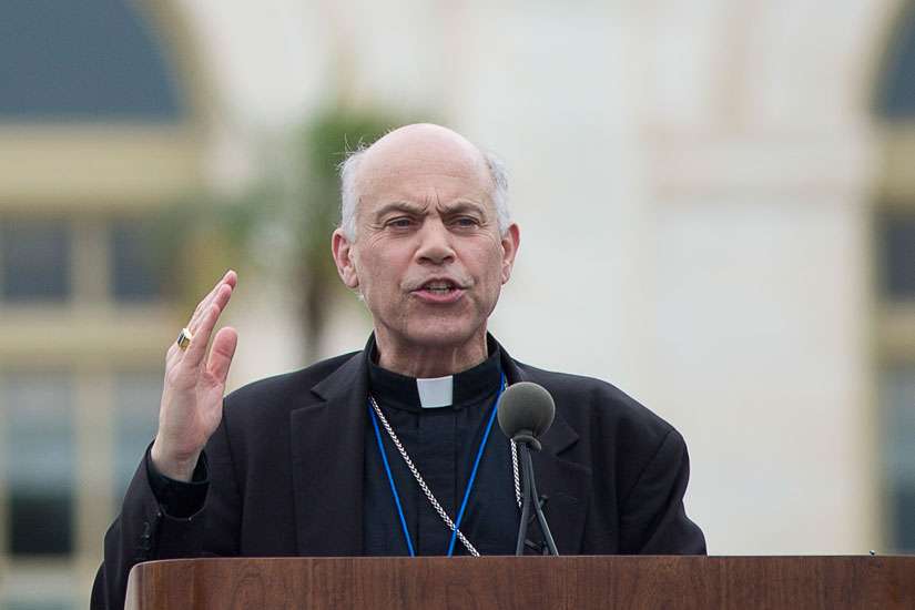 San Francisco Archbishop Salvatore J. Cordileone speaks to traditional marriage supporters in Washington June 19, 2014. Archbishop Cordileone criticized “gender ideology” as a threat to society and the church.