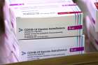  View of the Oxford University/AstraZeneca COVID-19 vaccine boxes at the Princess Royal Hospital in Haywards Heath, England, Jan. 2, 2021.