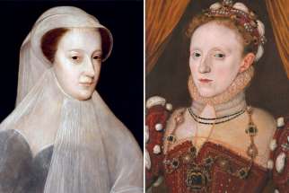 Mary, Queen of Scots, right, and Queen Elizabeth I.