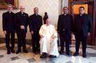 A bicentennial pilgrimage by five Basilian priests, from left, Frs. Morgan Rice, John Huber, superior general Kevin Storey,  Pedro Mora and Laejandro Estrada, led them to Rome and a meeting with Pope Francis.