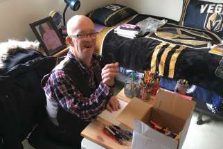 L’Arche Greater Vancouver resident Patrick Byron enjoys making birthday cards during the pandemic.
