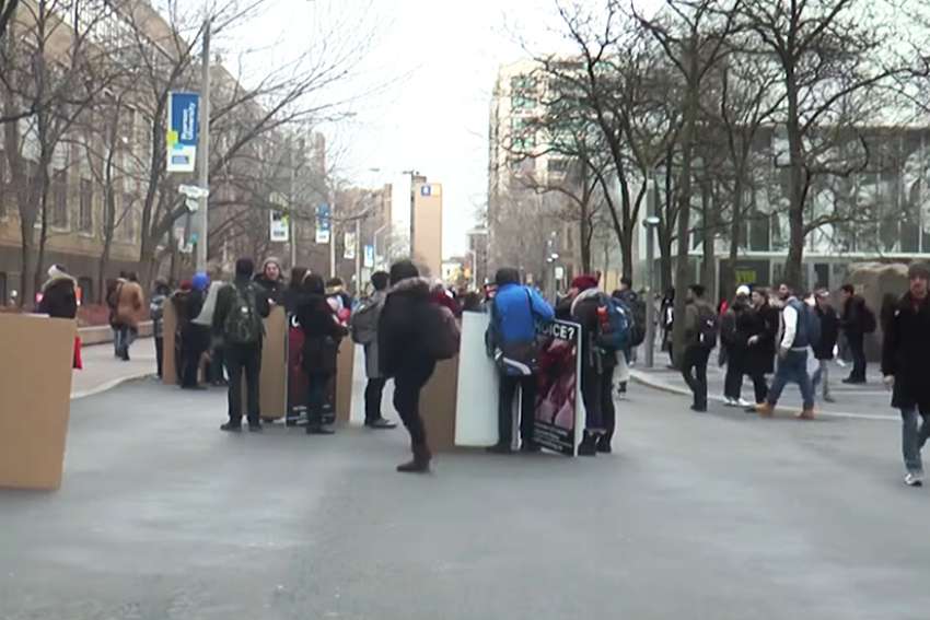 Pro-life Ryerson students and Toronto Against Abortion group display graphic images of aborted babies to show the reality of abortion Jan 2017.
