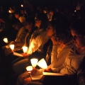 Catholic Youth Rally participants take part in a candlelight Stations of the Cross.
