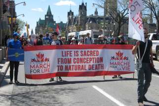 Hundreds of pro-life Canadians gathered on Parliament Hill to take part in an in-person March For Life through the streets of downtown Ottawa on May 13. It was a return to Parliament Hill for the march, which was cancelled last year because of the COVID pandemic. 