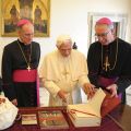 CCCB president Archbishop Richard Smith, who spent more than two weeks in Rome in November, accompanied by CCCB vice-president Archbishop Paul-Andre Durocher with Pope Benedict XVI.