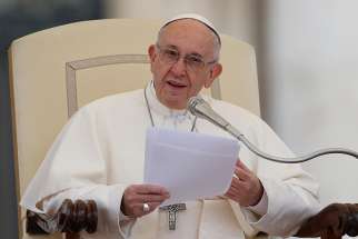 Pope Francis speaks during his general audience in St. Peter&#039;s Square at the Vatican Nov. 15.