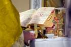 A Roman Missal is seen on the altar during a traditional Tridentine Mass.