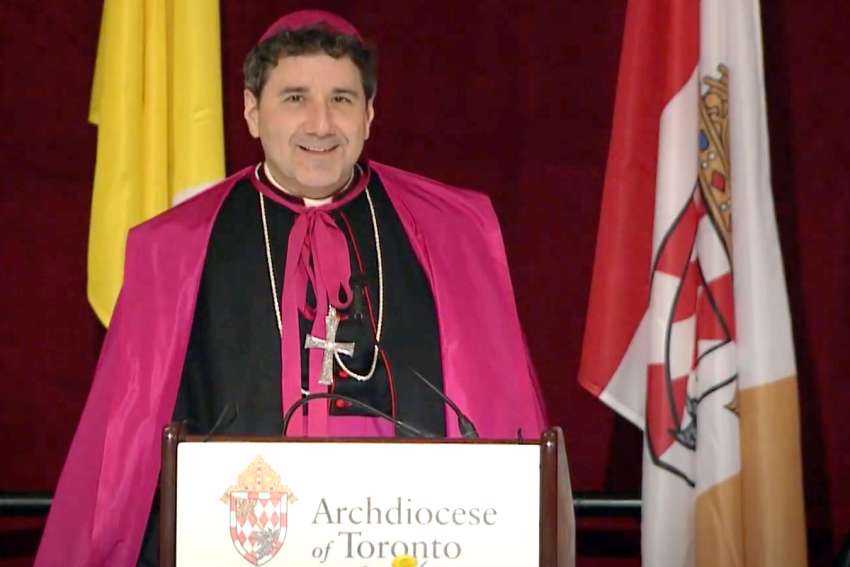 Archbishop Francis Leo delivers an address at the 44th annual Cardinal&#039;s Dinner, Nov 14, 2023.