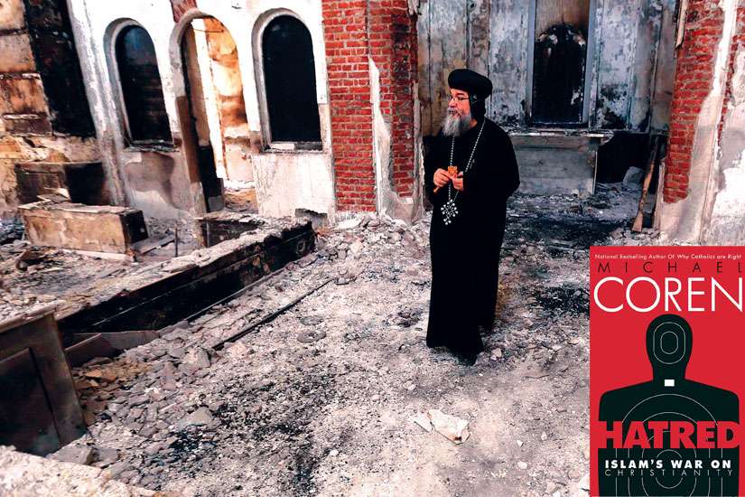 A Coptic Orthodox bishop surveys the damaged evangelical church in Minya, Egypt, Aug. 26, 2013. Attacks on Christian properties by Muslim Brotherhood and other groups supportive of ousted leader Mohammed Morsi are not uncommon in Egypt.