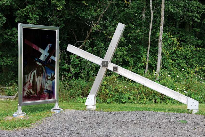 A recent stained-glass installation on the grounds of the Shrine of Our Lady at Marylake depicts the 14 stations of the cross. The seven-by-four-foot artworks were created by Toronto artist Stuart Reid.