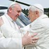 Pope Francis embraces emeritus Pope Benedict XVI at the papal summer residence in Castel Gandolfo, Italy, March 23. Pope Francis travelled by helicopter from the Vatican to Castel Gandolfo for a private meeting with the retired pontiff.