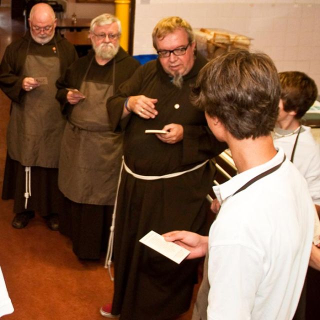 Before serving the poor the Capuchins and their volunteer crew pray the Peace Prayer of St. Francis of Assisi.