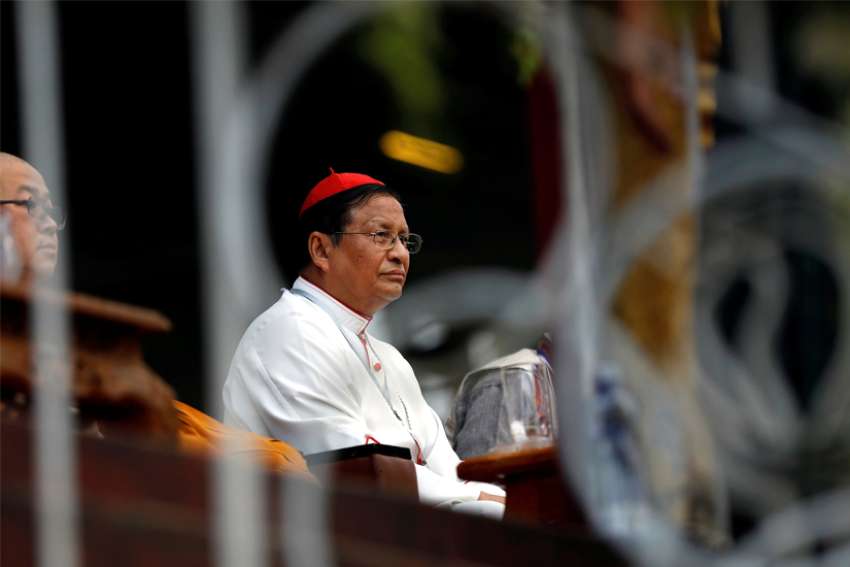 Cardinal Charles Maung Bo of Yangon, Myanmar, attends an interfaith prayer service in Yangon Oct. 10, 2017. Cardinal Bo, head of the Federation of Asian Bishops&#039; Conferences, says Hong Kong has become &quot;a police state.&quot; He calls for special prayers for Hong Kong and recently detained Cardinal Joseph Zen Ze-kiun and China May 24, 2022, the World Day of Prayer for the Church in China.