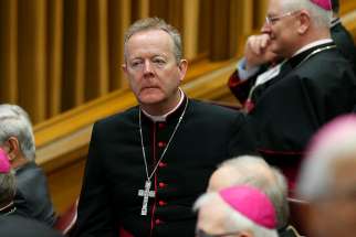  Archbishop Eamon Martin of Armagh, Northern Ireland, is pictured before a session of the Synod of Bishops on young people, the faith and vocational discernment at the Vatican Oct. 23. 