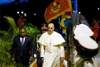 Pope Francis arrives at the airport in Maputo, Mozambique, Sept. 4, 2019. The pope will also visit Madagascar and Mauritius on his sixth foreign trip of 2019.