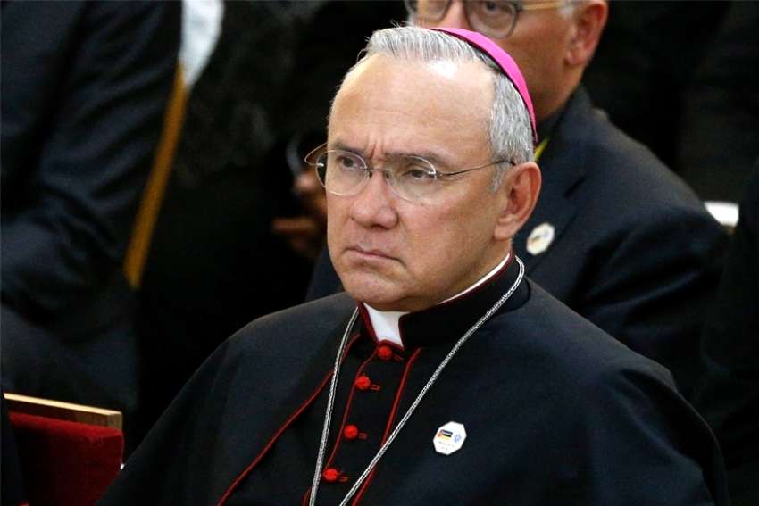 Archbishop Edgar Pena Parra, substitute secretary for general affairs in the Vatican Secretariat of State, is pictured in Maputo, Mozambique, in this Sept. 5, 2019, file photo. The Holy See press office said Vatican police officers conducted a raid on offices of the general affairs section of the Vatican&#039;s Secretariat of State as well its Financial Information Authority Oct. 1. The Vatican said the raid was authorized by Vatican prosecutors to collect &quot;documents and electronic devices&quot; as part of an investigation into financial transactions.